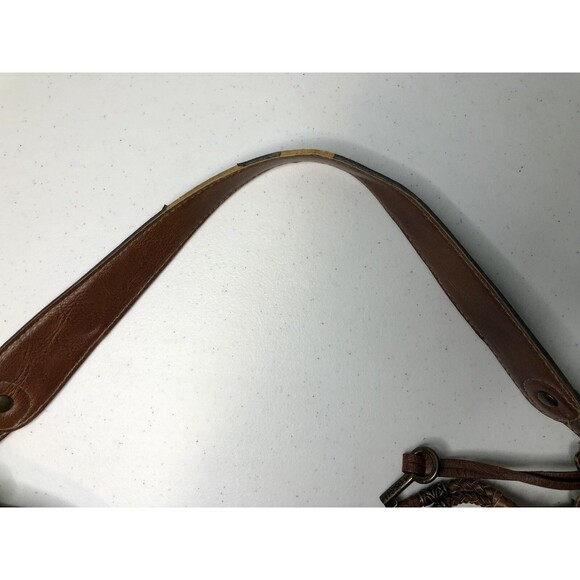 VTG Y2K Fossil Key Woven Nylon Brown Leather Hobo Bag Handbag Shoulder Purse - Picture 7 of 15